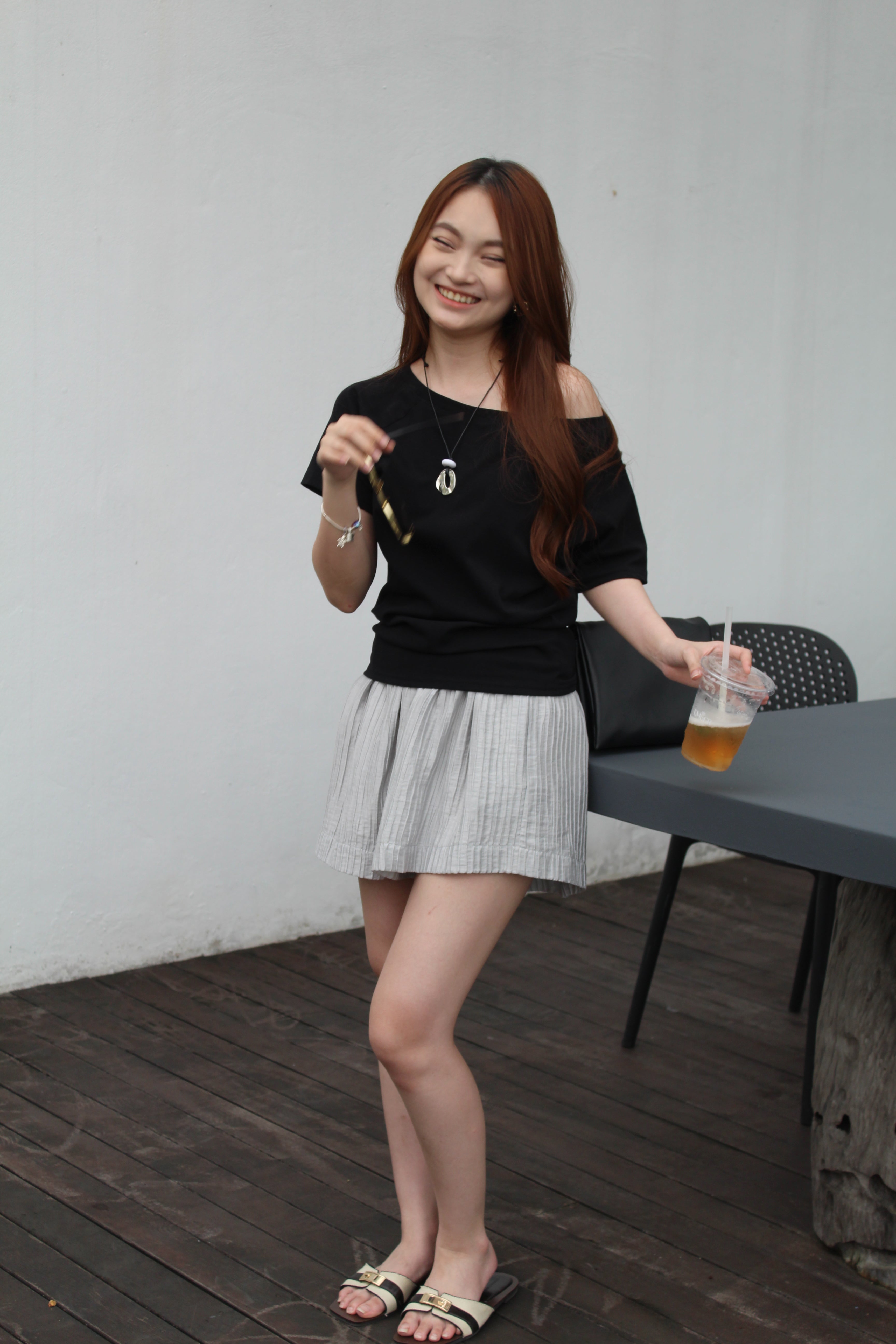 Judith Textured Casual Shorts (Grey)