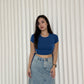 Palma Ruched Crop Top (Blue)