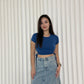 Palma Ruched Crop Top (Blue)