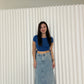 Palma Ruched Crop Top (Blue)