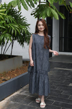 Wysdom Checked Midaxi Dress (Navy)