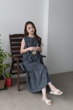 Wysdom Checked Midaxi Dress (Navy)
