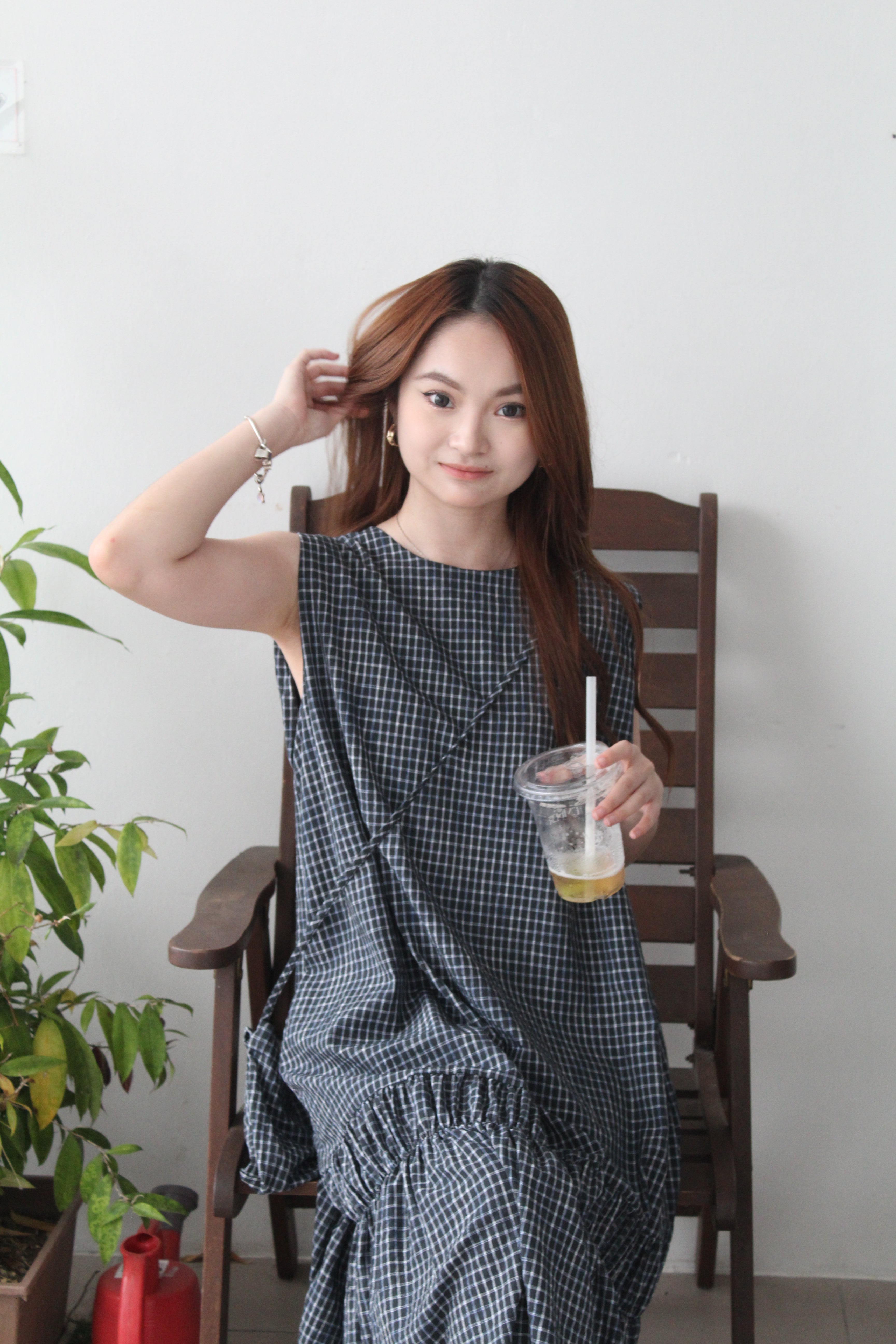 Wysdom Checked Midaxi Dress (Navy)