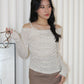 Felicia Lace Long Sleeve Top (Khaki)