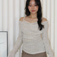 Felicia Lace Long Sleeve Top (Khaki)