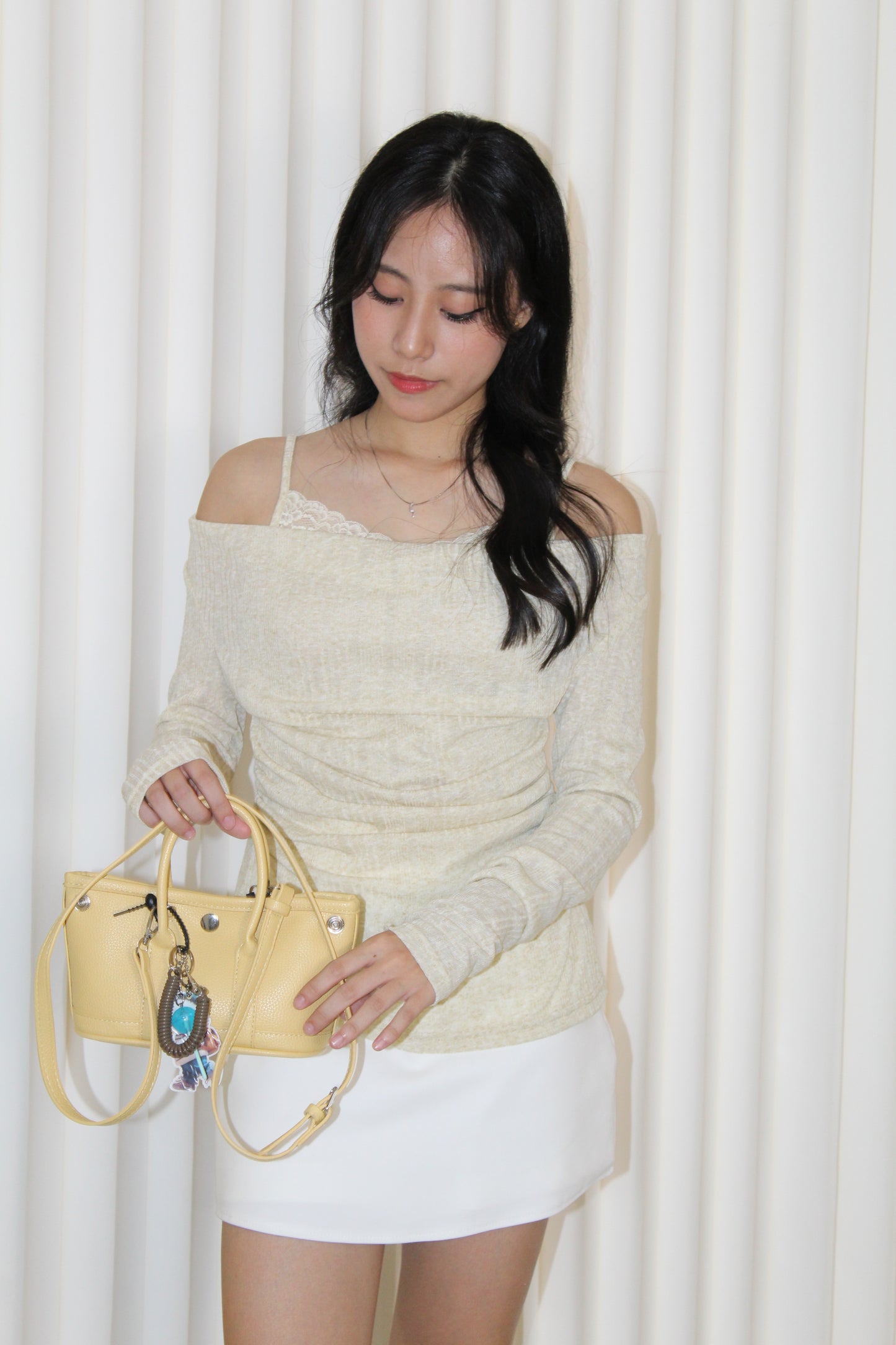 Felicia Lace Long Sleeve Top (Khaki)