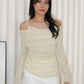 Felicia Lace Long Sleeve Top (Khaki)