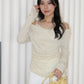 Felicia Lace Long Sleeve Top (Khaki)