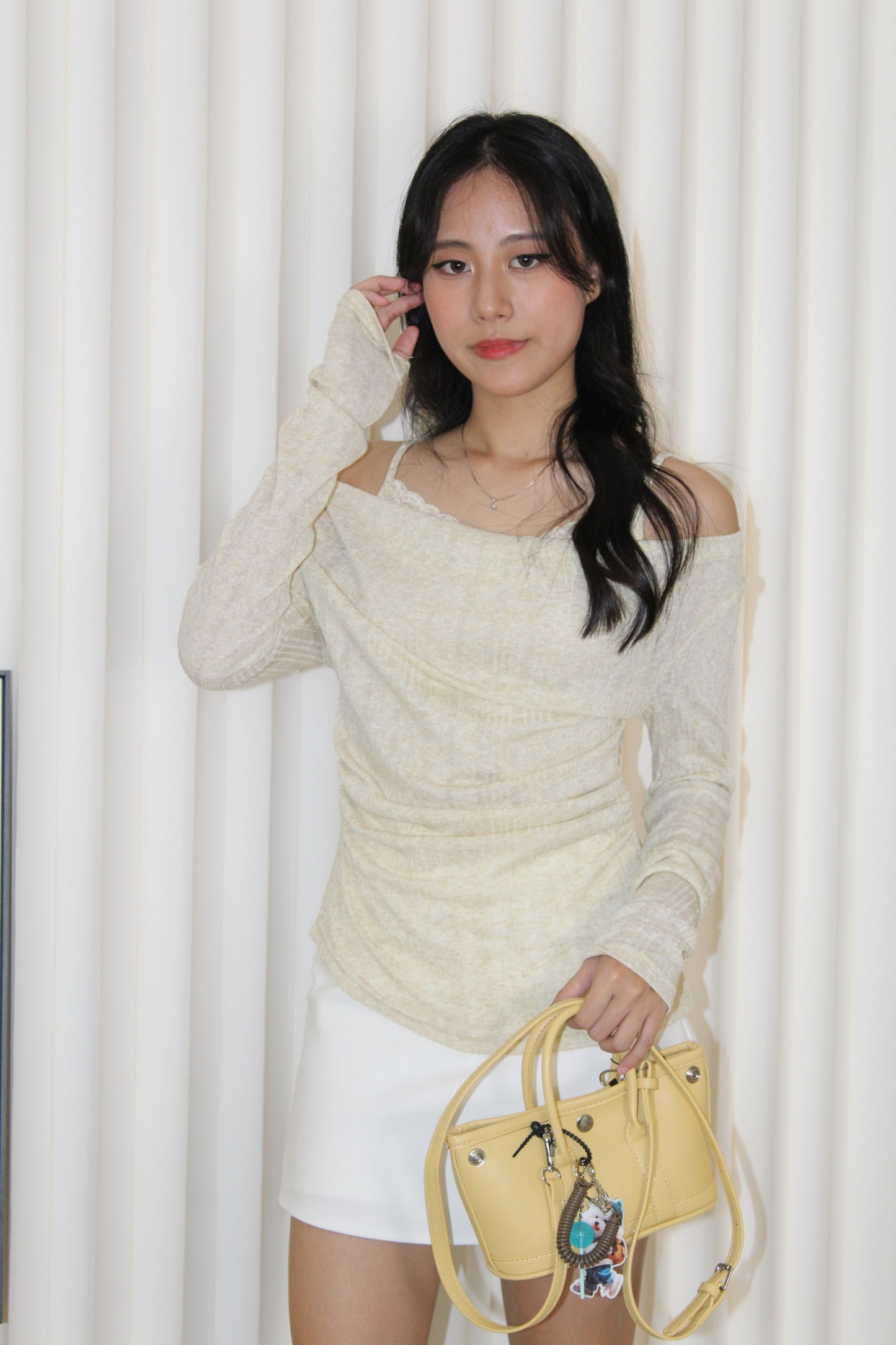 Felicia Lace Long Sleeve Top (Khaki)