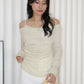 Felicia Lace Long Sleeve Top (Khaki)