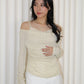 Felicia Lace Long Sleeve Top (Khaki)