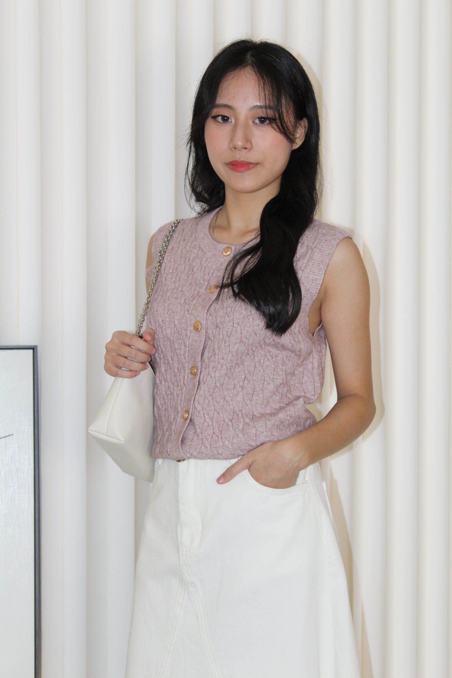 Elisha Vest Knit Top (Cream)