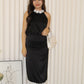 Yuna Satin Midi Skirt (Black)