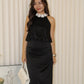 Yuna Satin Midi Skirt (Black)