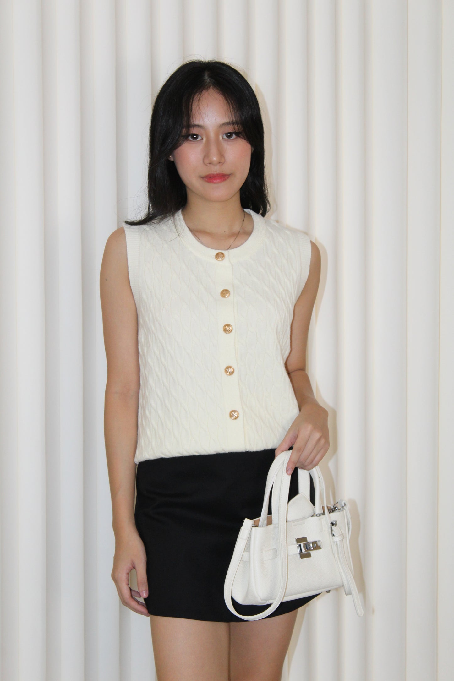Elisha Vest Knit Top (Cream)