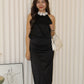 Yuna Satin Midi Skirt (Black)
