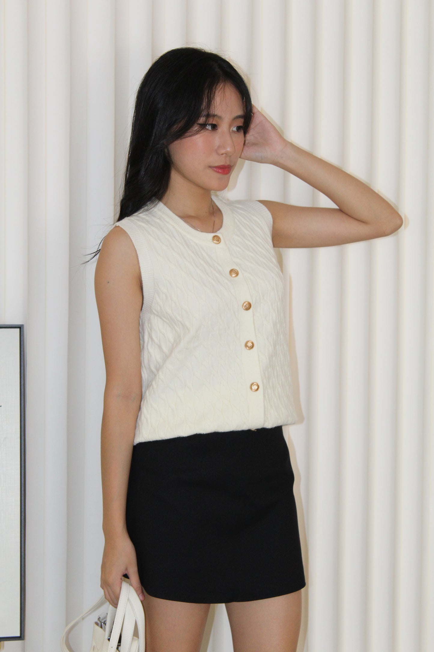 Elisha Vest Knit Top (Cream)
