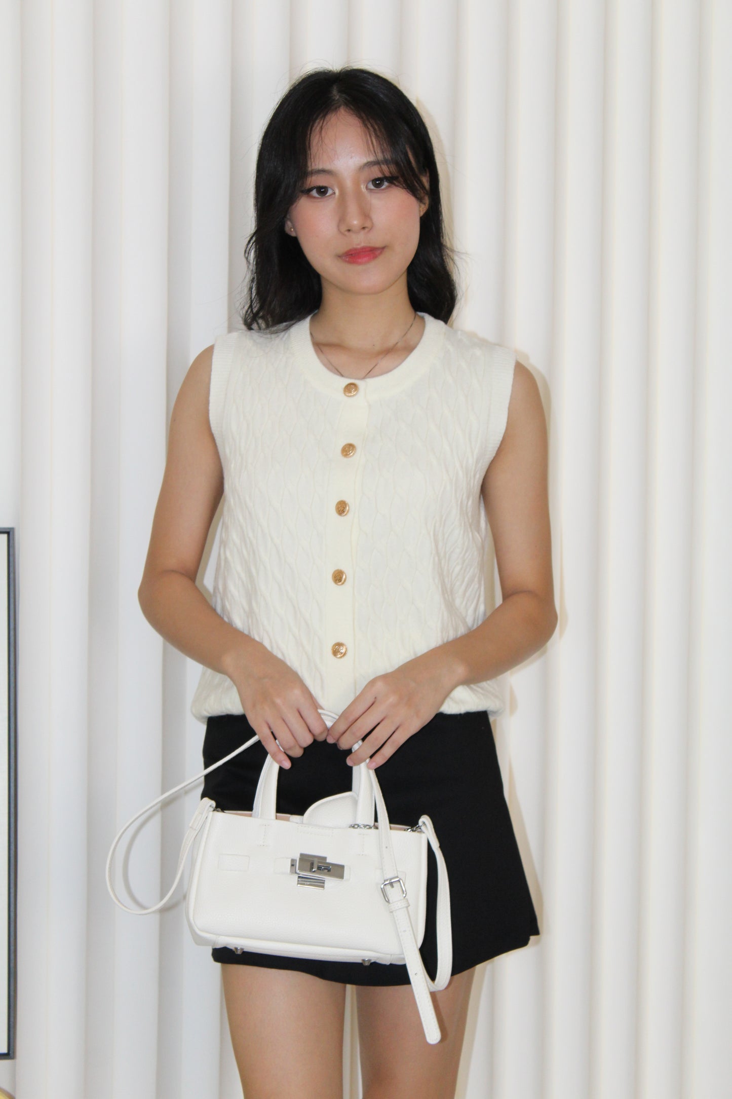Elisha Vest Knit Top (Cream)