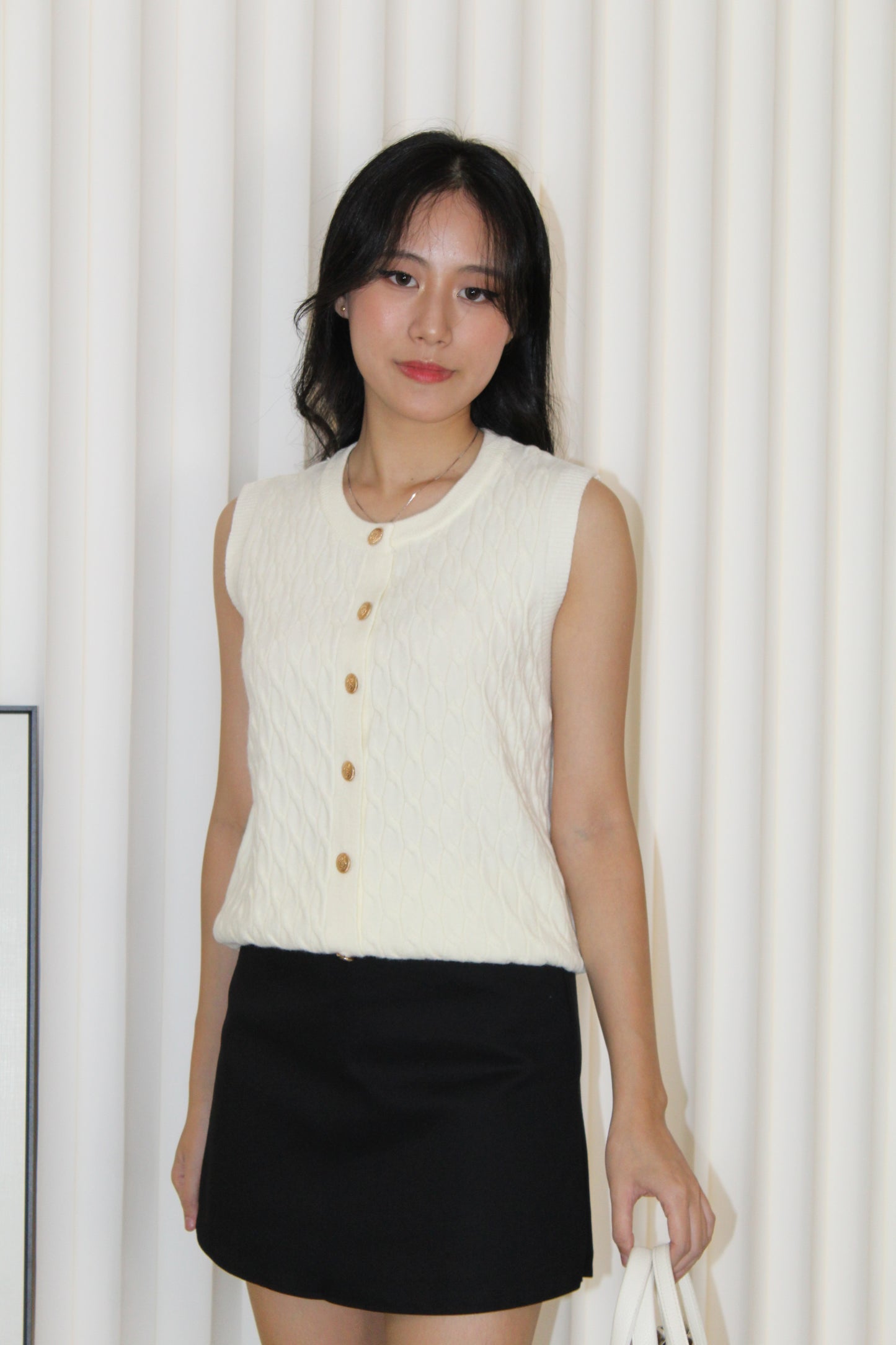 Elisha Vest Knit Top (Cream)