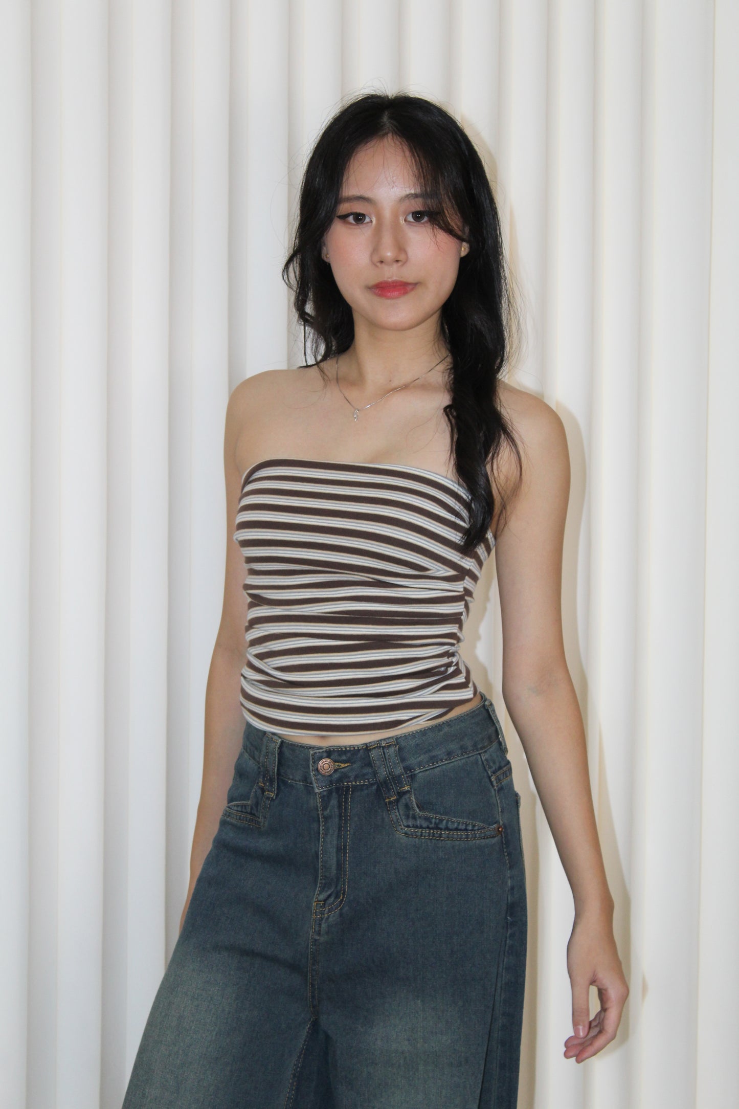 Sheena Stripes Tube Top (Brown)