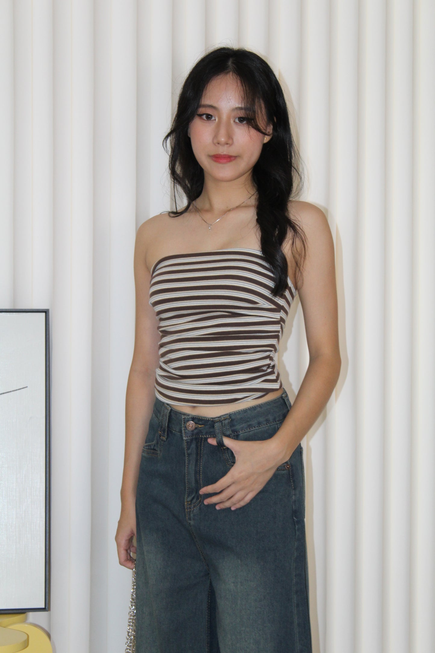 Sheena Stripes Tube Top (Brown)