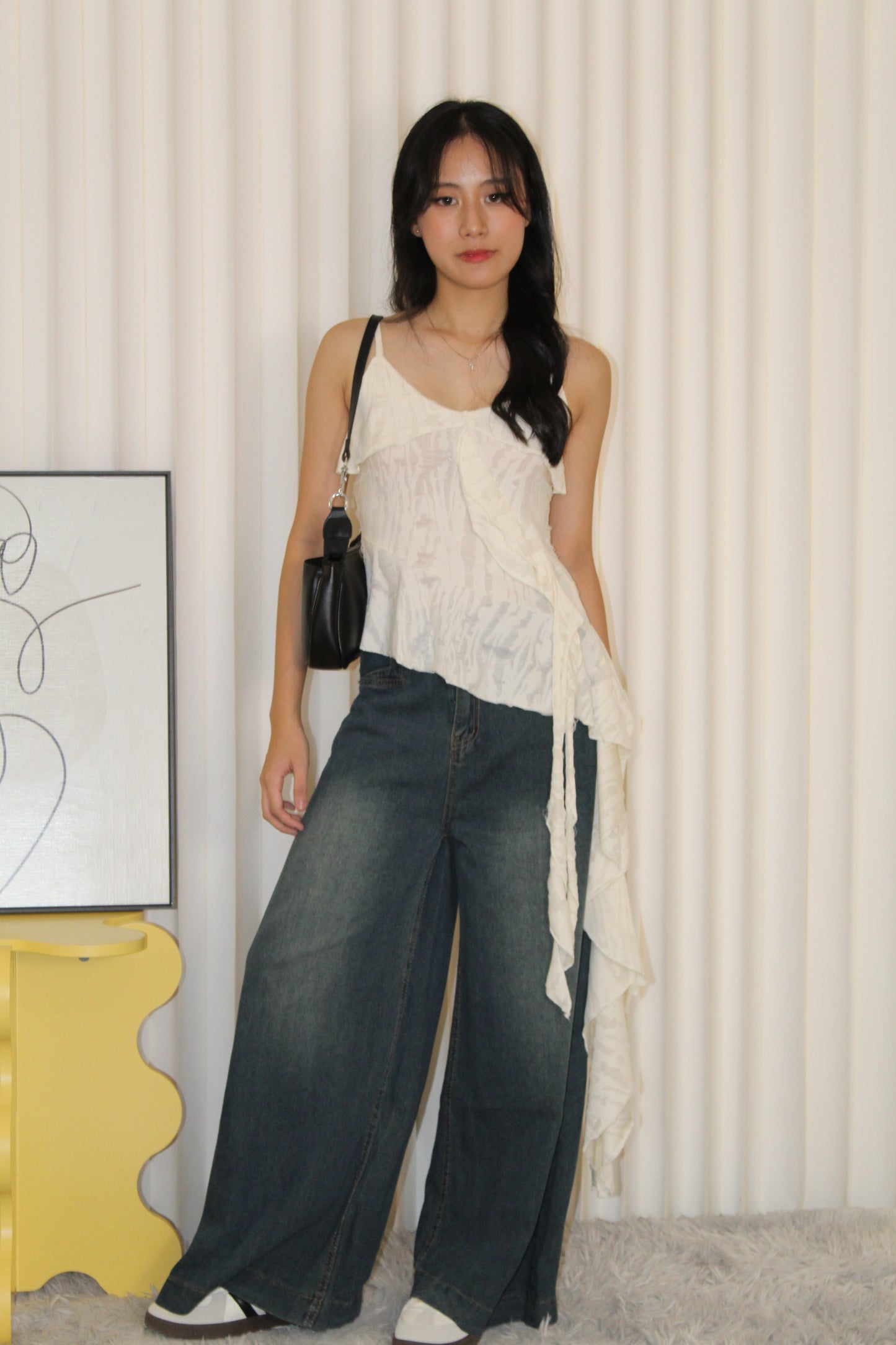 Evangeline Ruffle Cami Top (Cream)