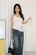 Evangeline Ruffle Cami Top (Cream)