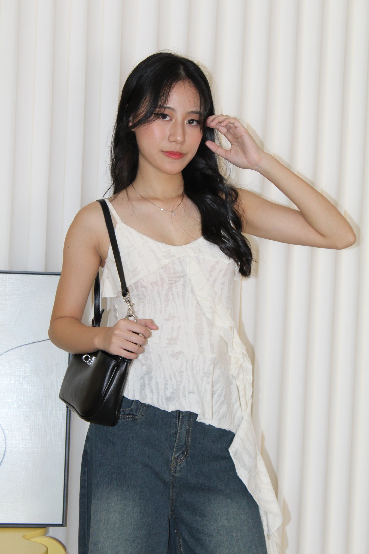 Evangeline Ruffle Cami Top (Cream)