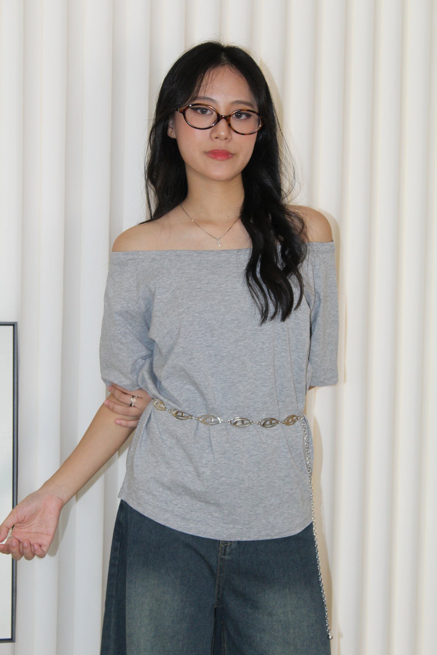 Karen Oversize Off Shoulder Top (Black)