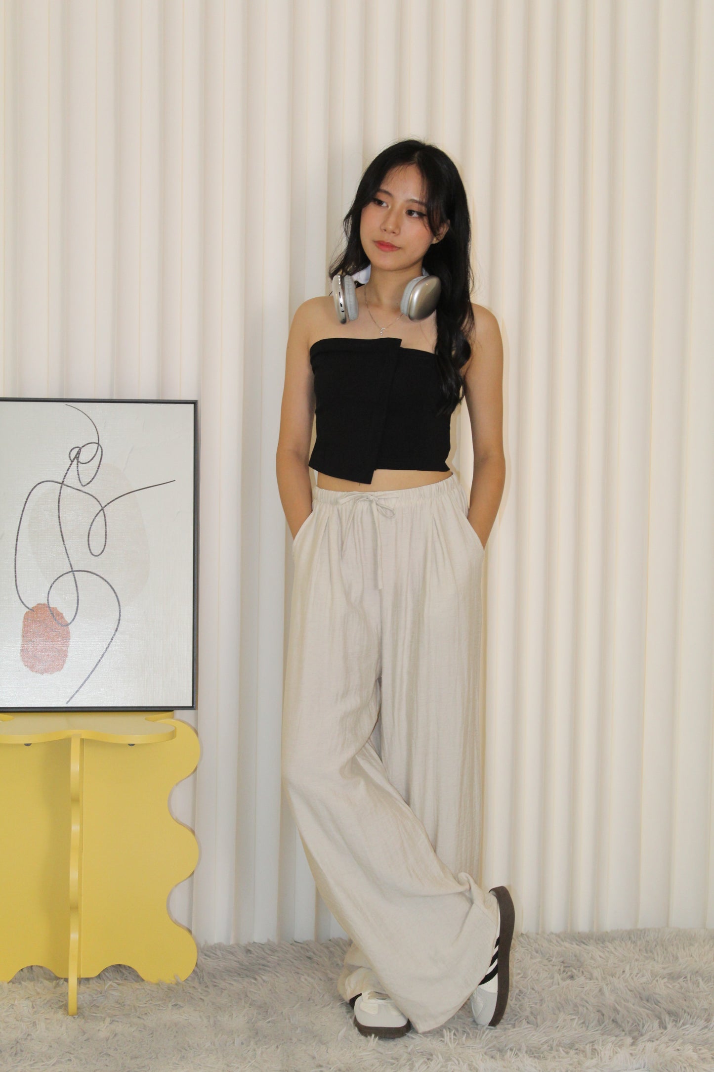 Oliver Linen Pleated Pants (Blue)