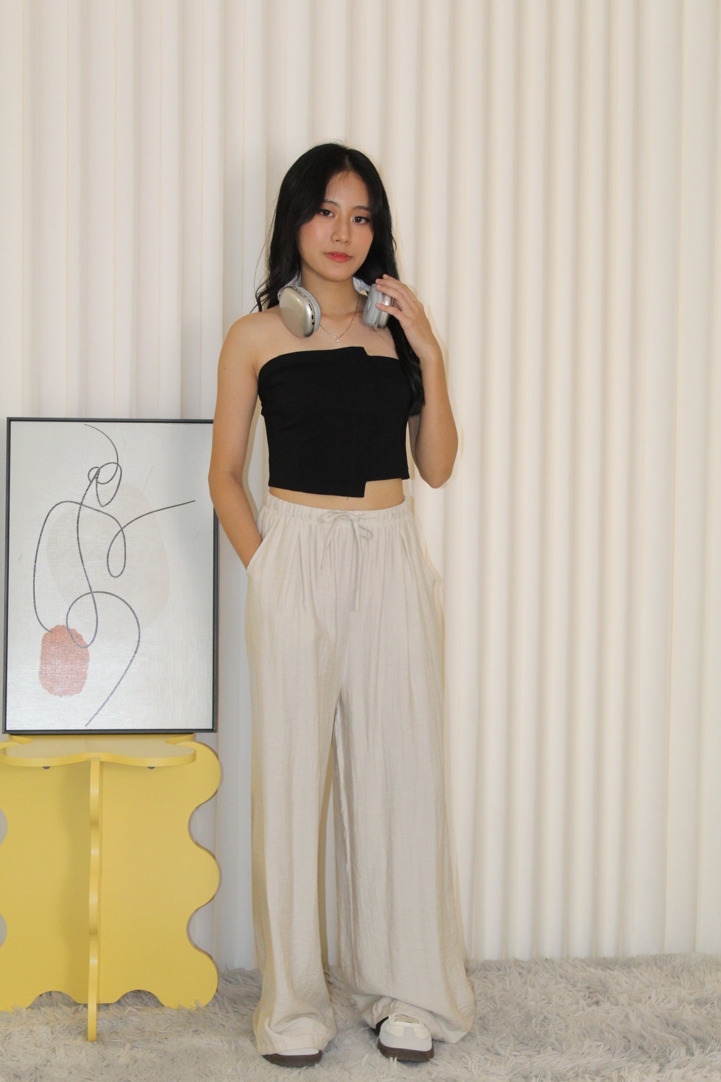 Oliver Linen Pleated Pants (Blue)