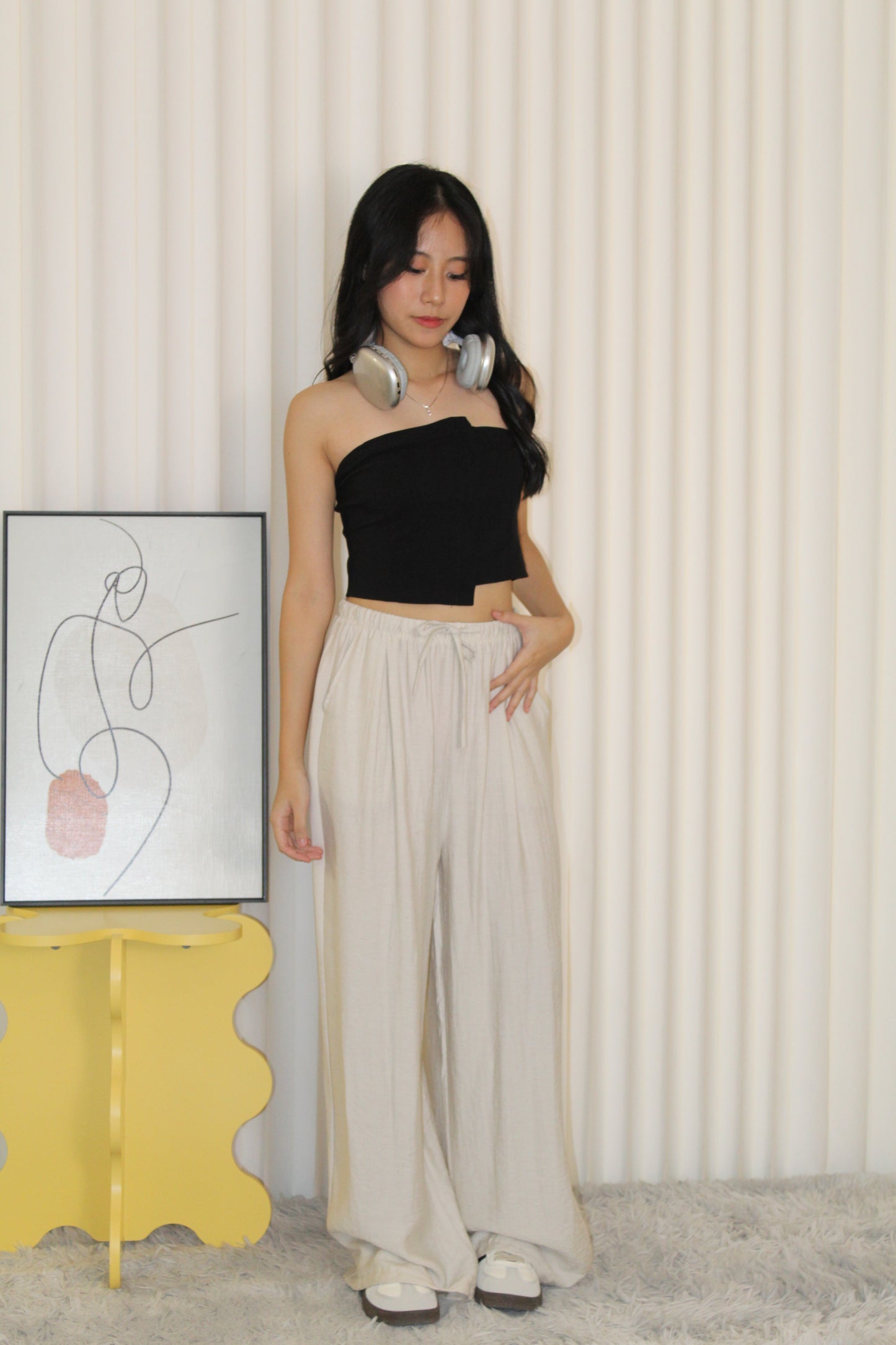 Oliver Linen Pleated Pants (Blue)