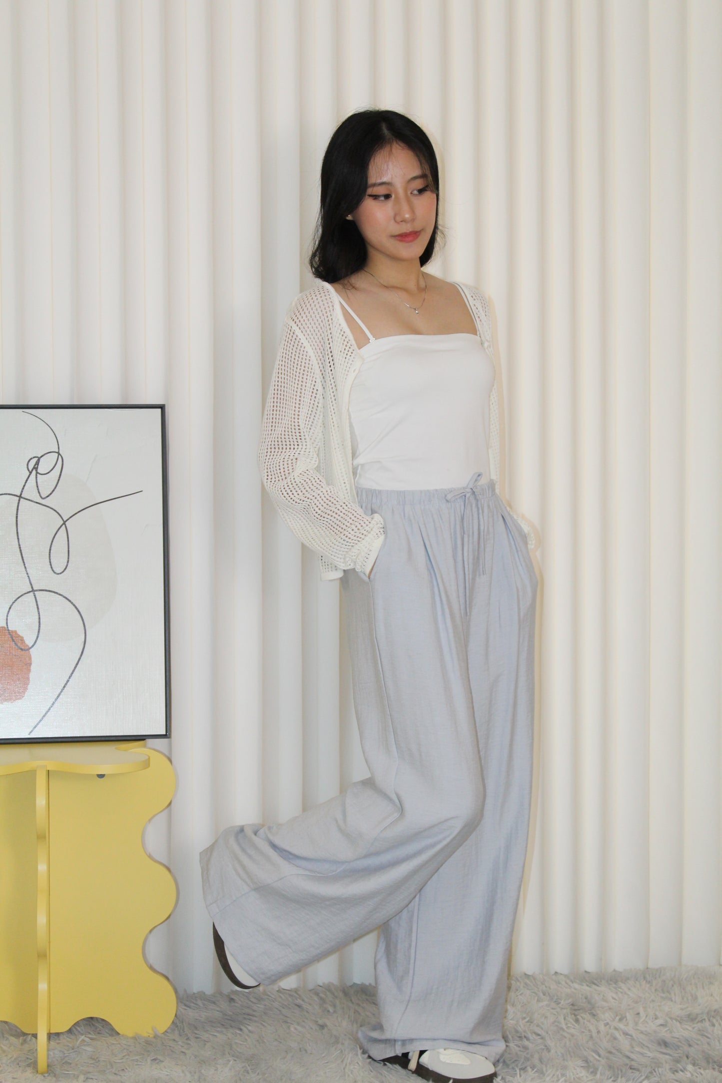 Oliver Linen Pleated Pants (Blue)