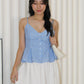 Alaiya Stripes Peplum Pleated Top (Blue)