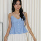 Alaiya Stripes Peplum Pleated Top (Blue)