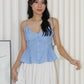 Alaiya Stripes Peplum Pleated Top (Blue)
