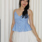 Alaiya Stripes Peplum Pleated Top (Blue)
