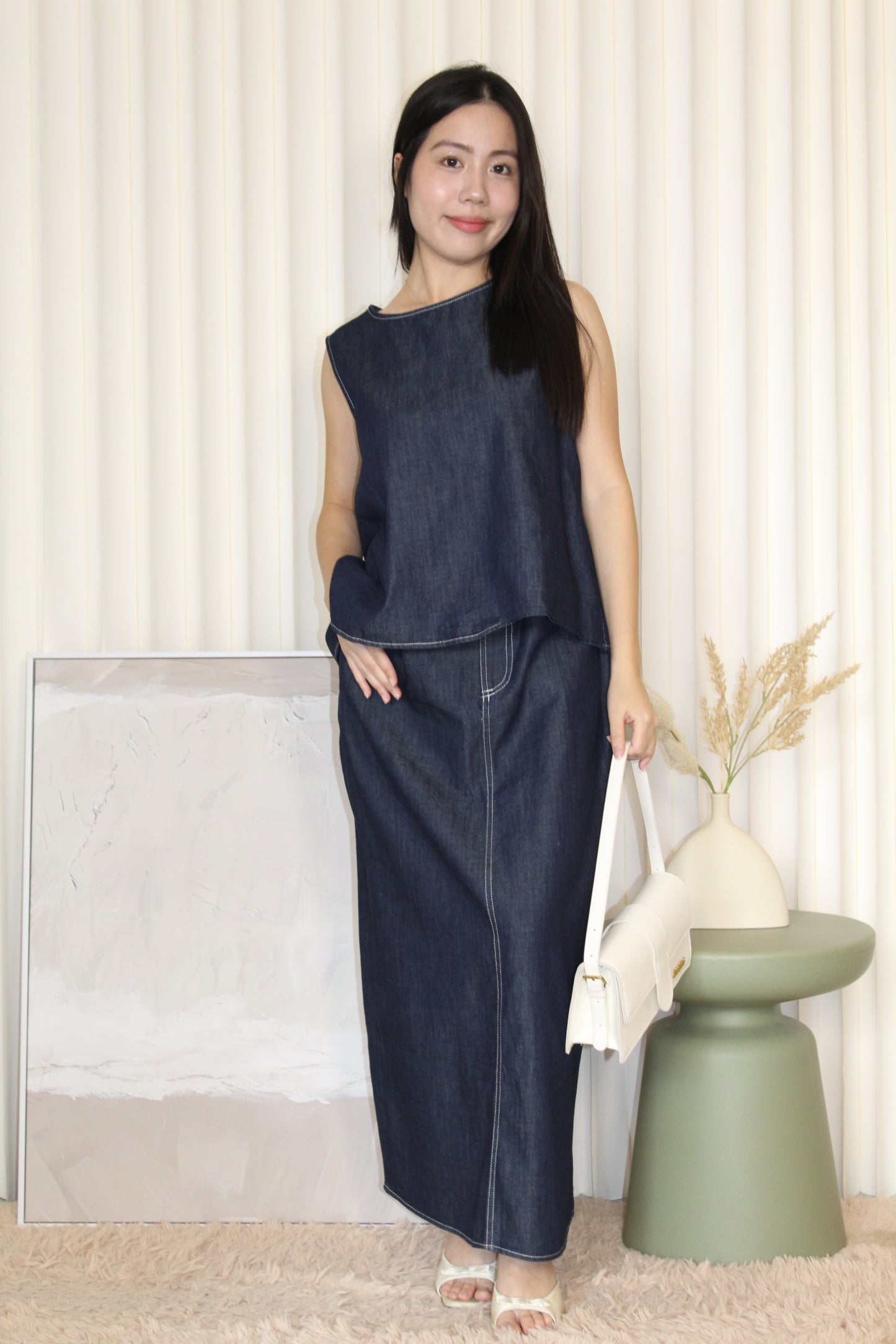 Cora Denim Two Piece Set