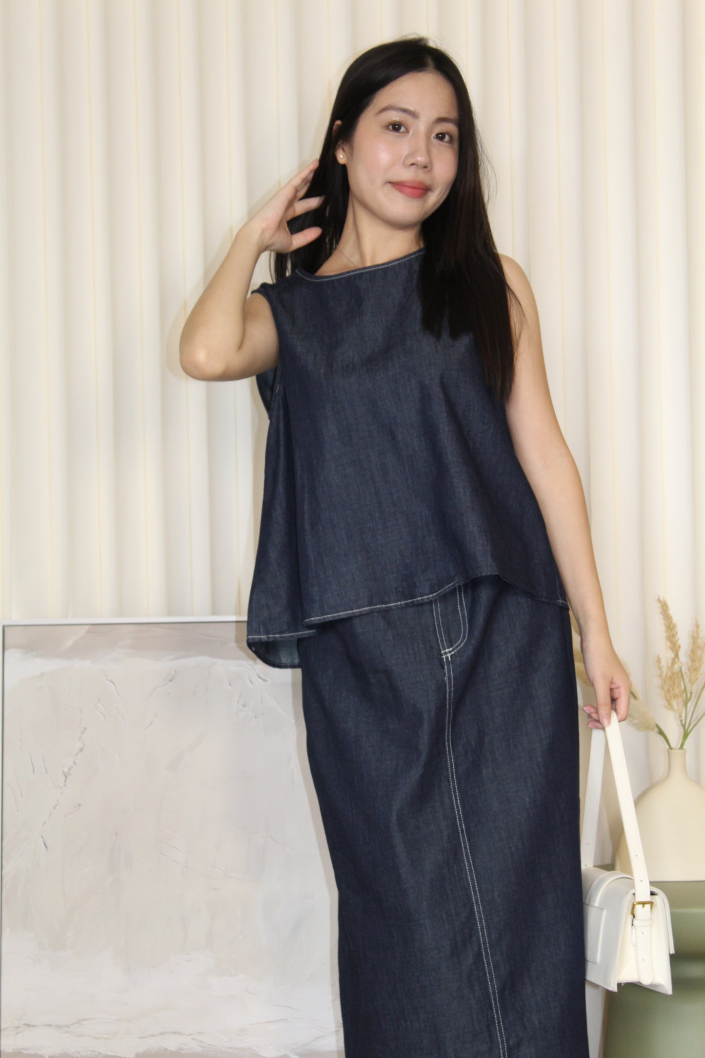 Cora Denim Two Piece Set