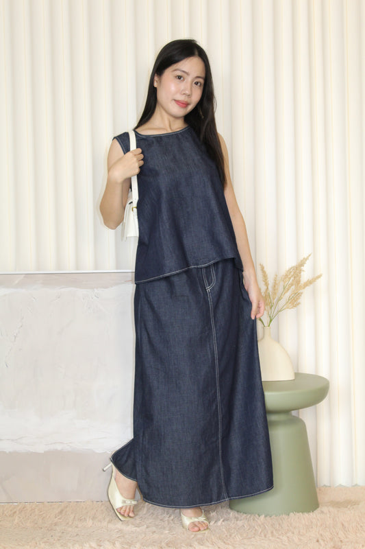 Cora Denim Two Piece Set