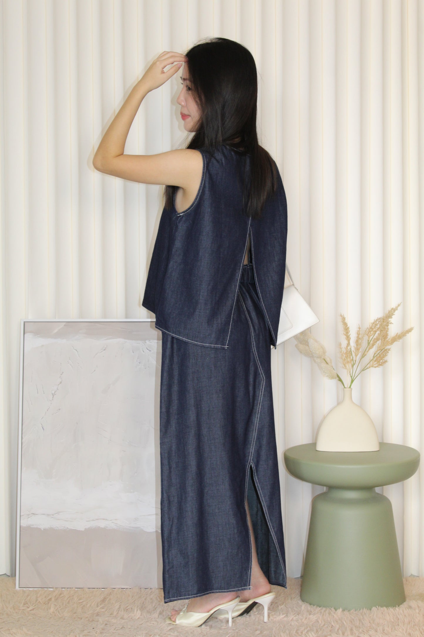 Cora Denim Two Piece Set