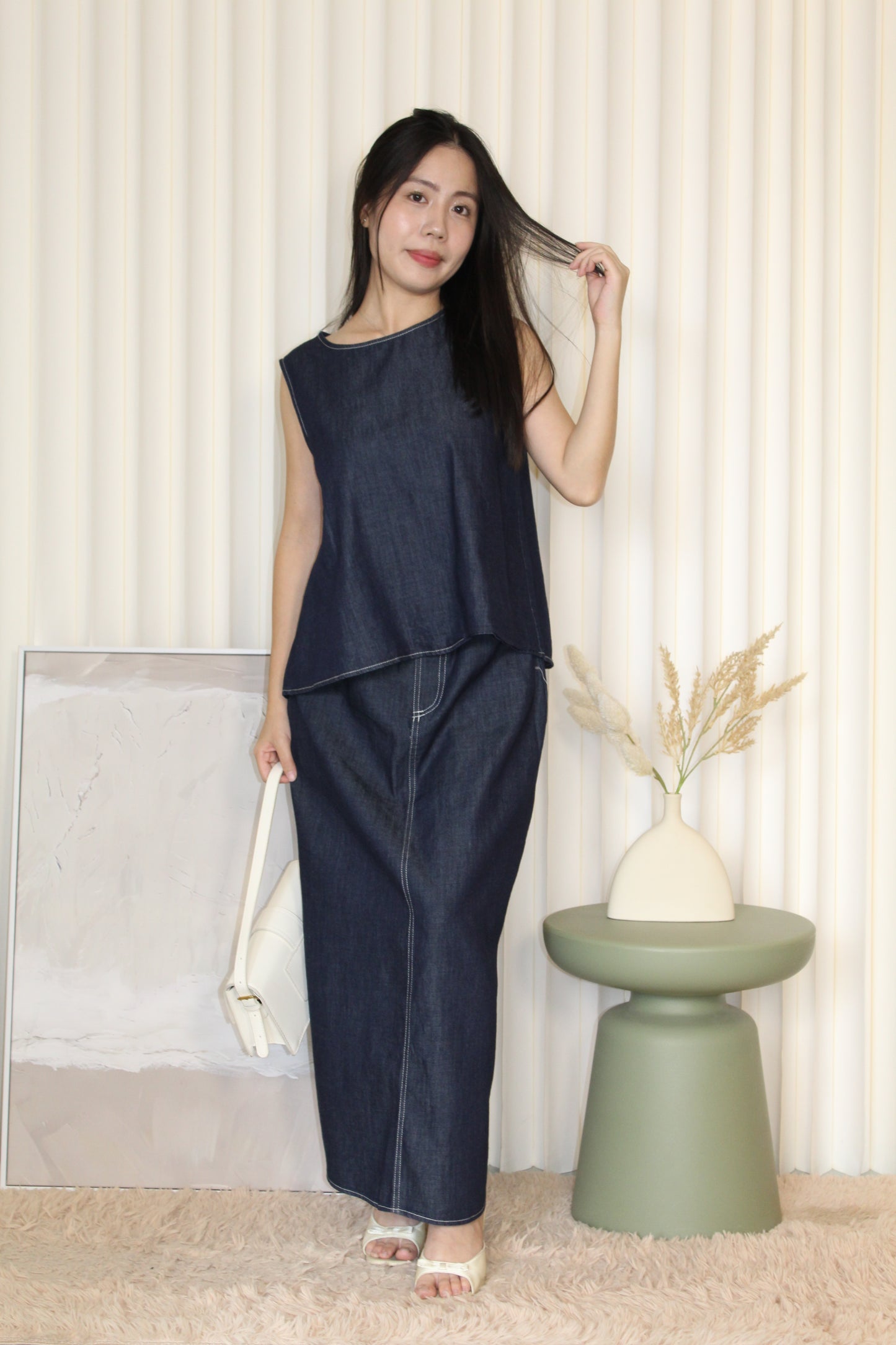 Cora Denim Two Piece Set