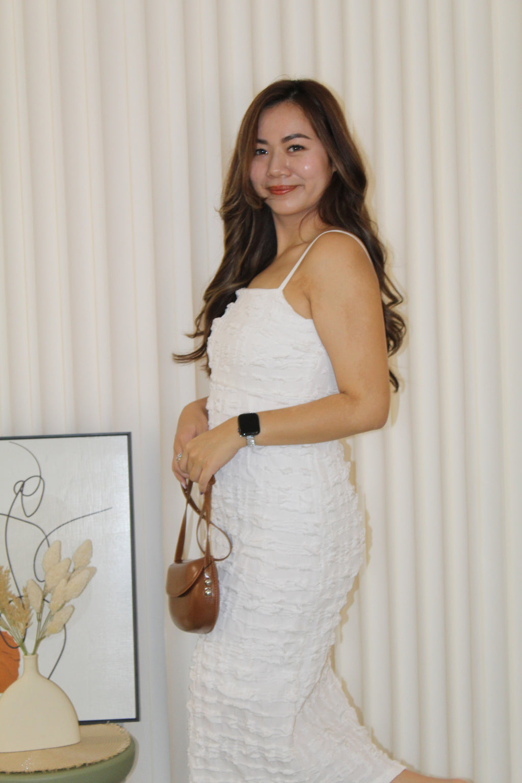 Ashley Puffy Midi Dress (White)