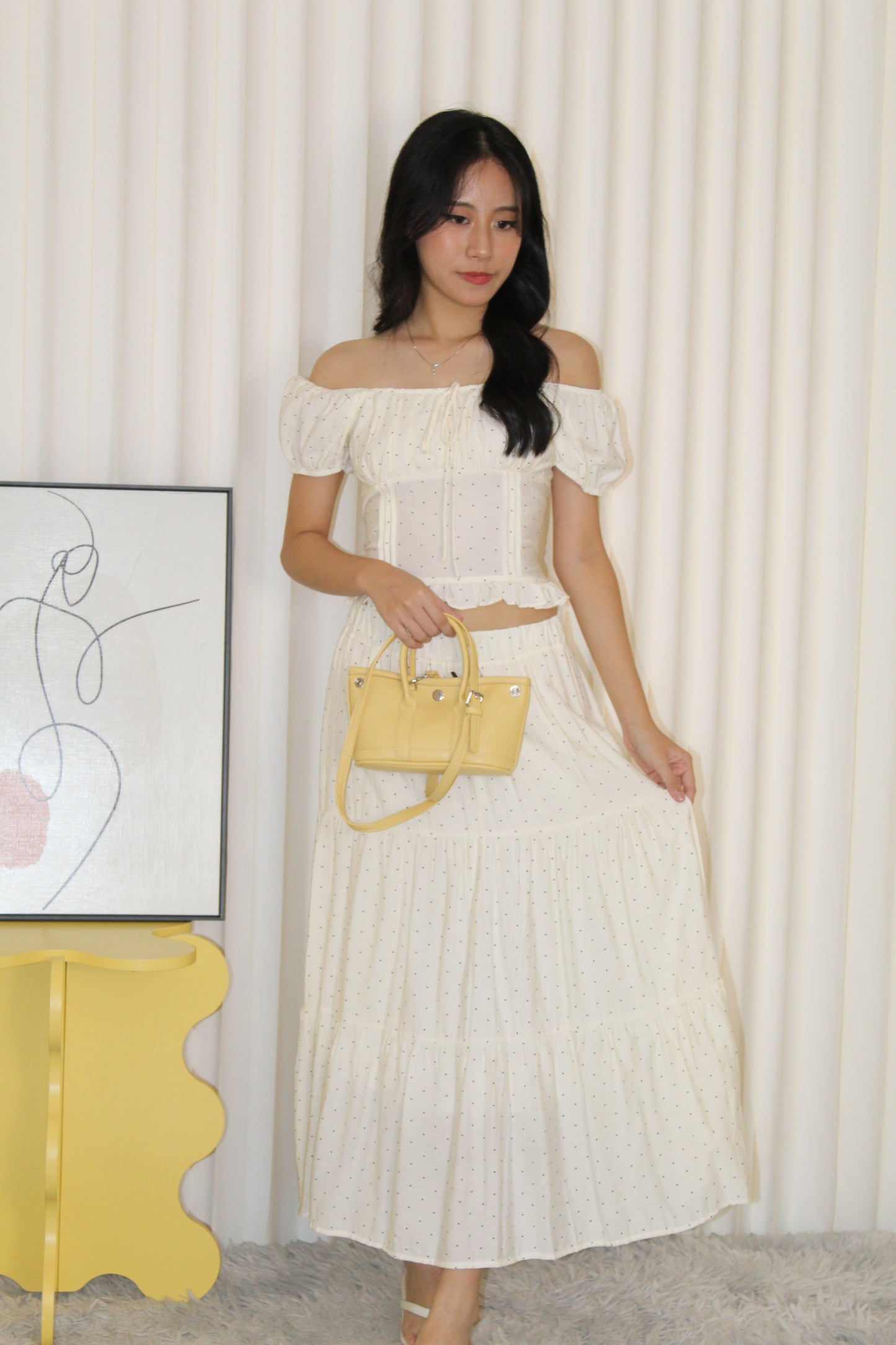 Betty Polka Two Piece Skirt Set (Cream)