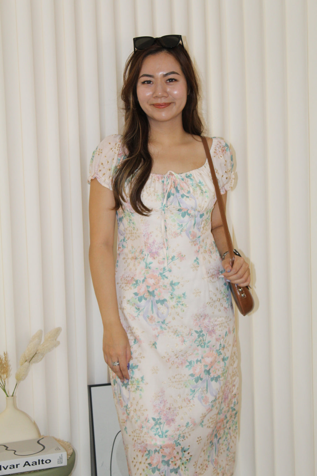 Valerie Floral Midi Dress (Cream)