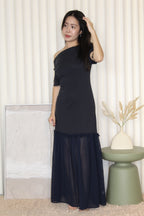 Lily Off Shoulder Maxi Dress (Blue)