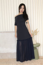 Lily Off Shoulder Maxi Dress (Blue)