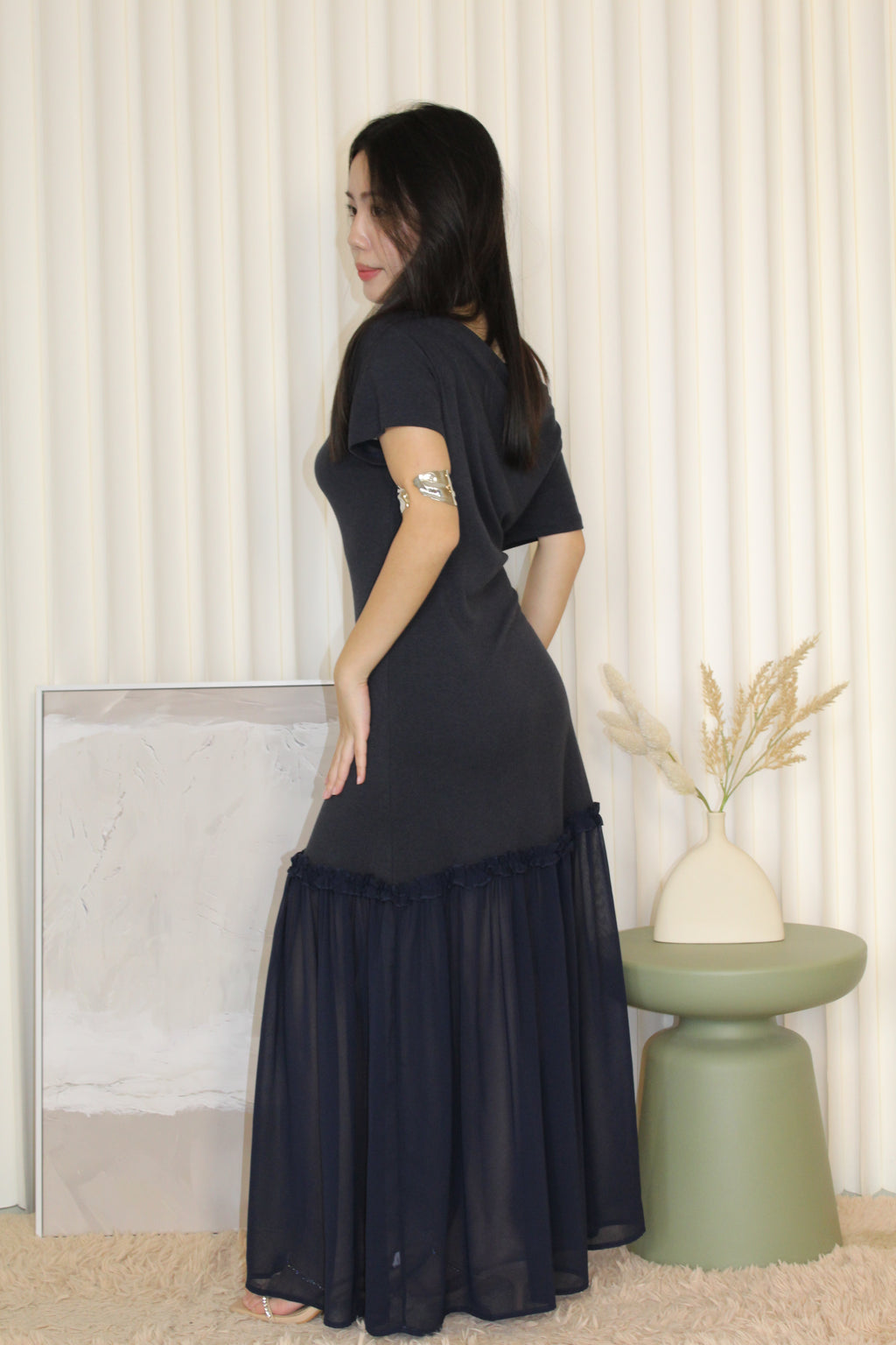 Lily Off Shoulder Maxi Dress (Blue)