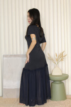Lily Off Shoulder Maxi Dress (Blue)