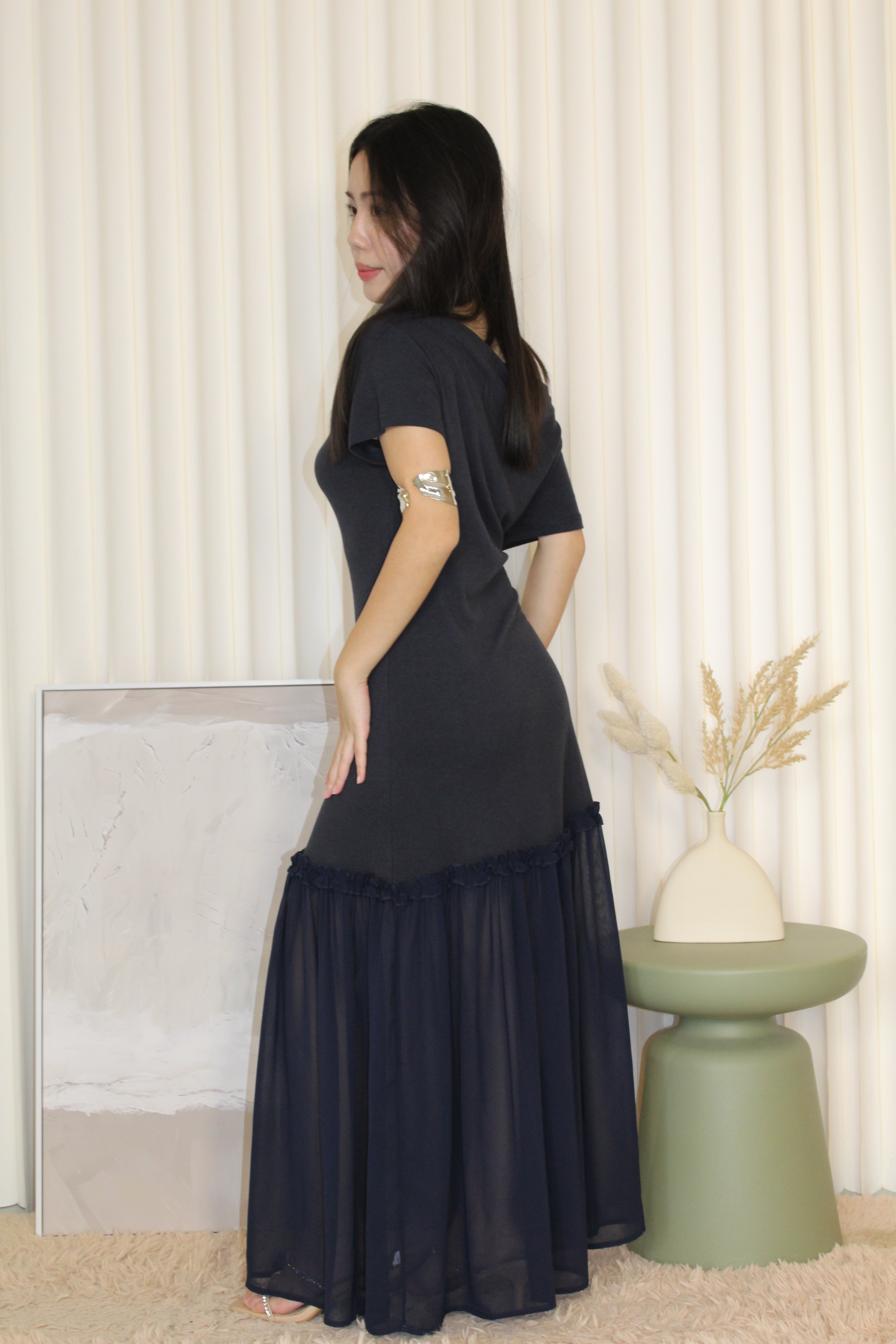 Lily Off Shoulder Maxi Dress (Blue)